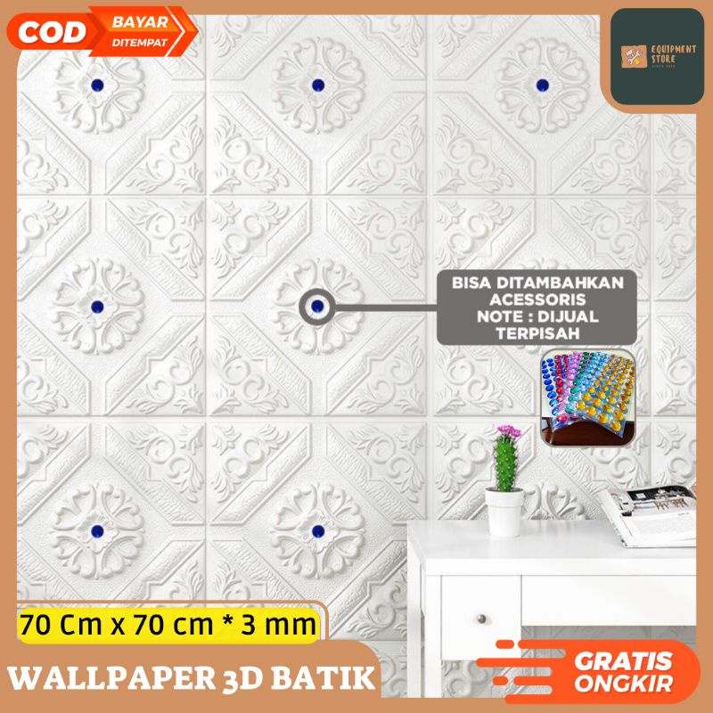 Wallpaper 3D Foam 70 X 70 Cm Wallpaper Dinding 3D Motif Foam Batik Bunga
