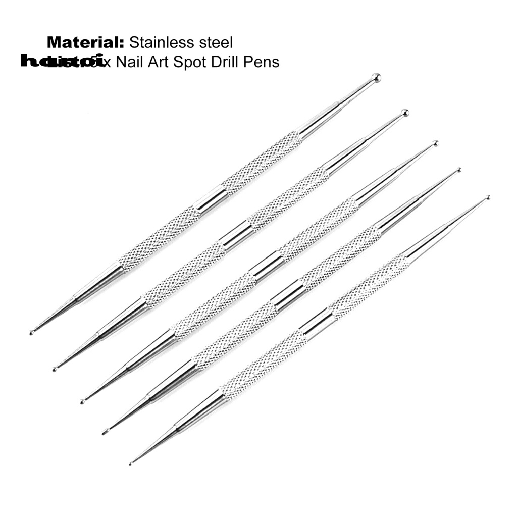 Han_ 5Pcs / Set Dotting Pen Dua Sisi Untuk Hiasan Nail Art Diy