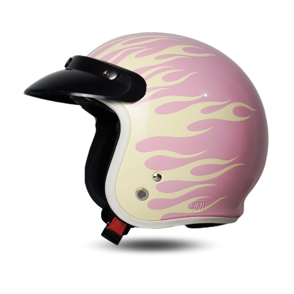 Helm Retro Dewasa SNI BR01 Flame Terbaru