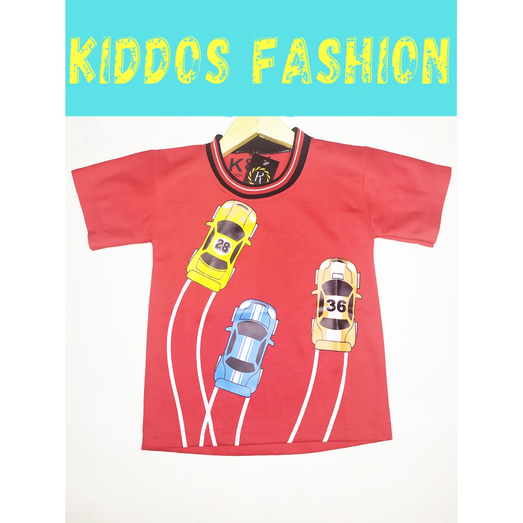 KIDDOS FASHION - ATASAN KAOS ANAK LAKI-LAKI MOTIF MOBIL BALAP / BAJU ANAK / BAJU ANAK LAKI-LAKI