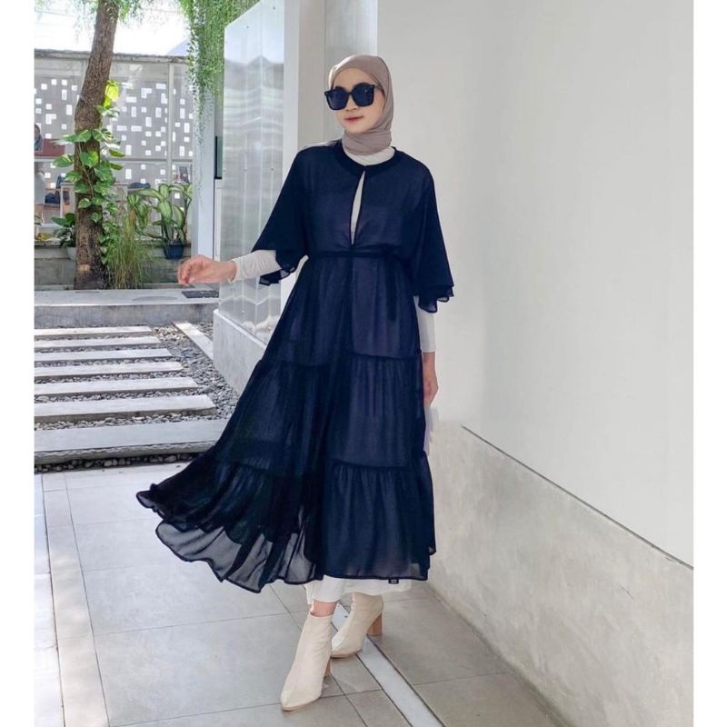 CARDIGAN LONG KRISTIN Cardigan Ceruti Ruffle OUTER Wanita Remaja Dewasa Fashion Kekinian OOTD Wanita