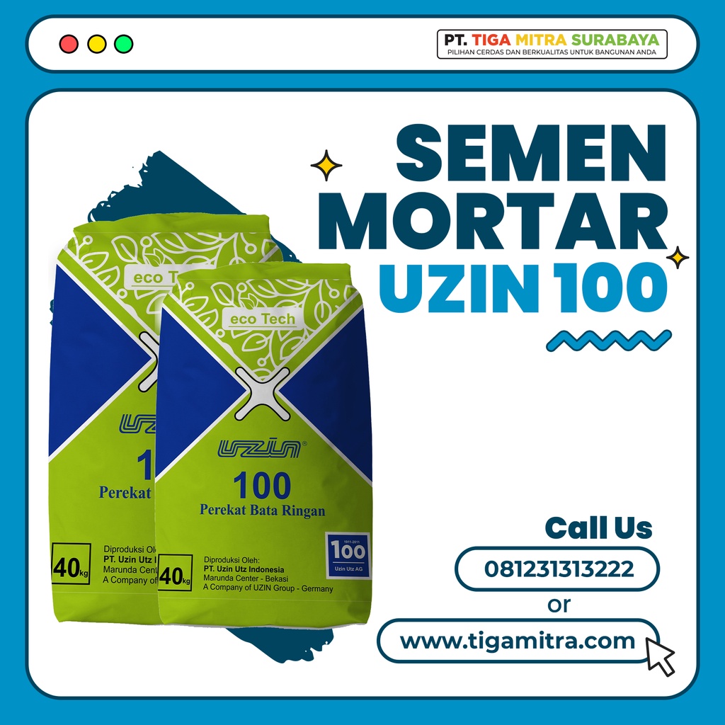 Semen mortar perekat bata ringan Uzin 100 40 kg