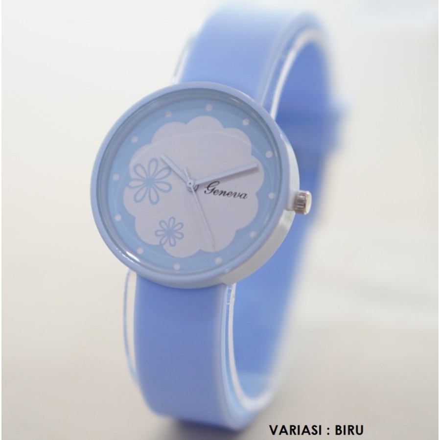 BAJ READY 7 WARNA JAM TANGAN MURAH ORIGINAL GENEVA RUBBER WANITA MOTIF BUNGA GN029 READY 7 WARNA