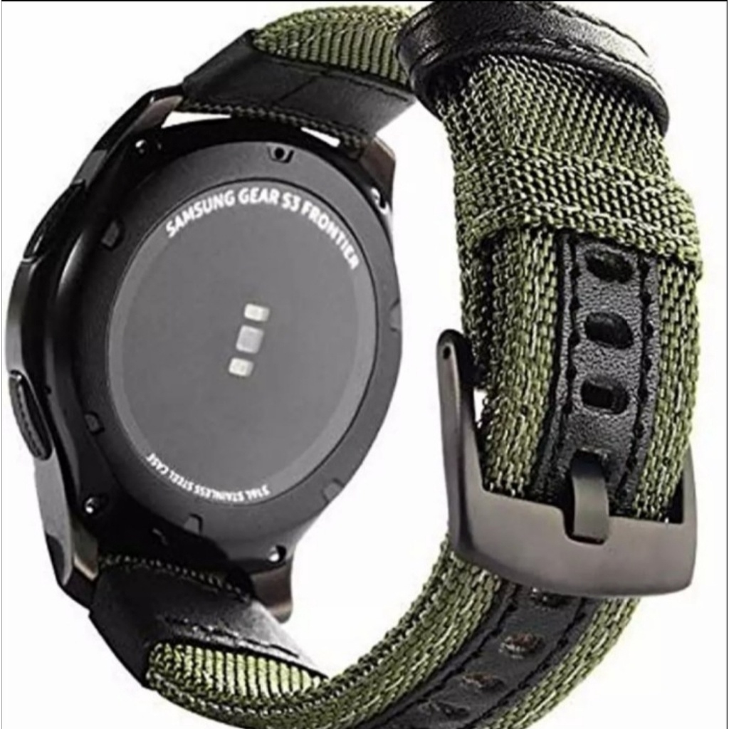 Strap Nylon Motif Kulit Samsung Galaxy watch 3 4 5 41mm 42mm CLASSIC ACTIVE 1 2 Amazfit Bip u gts 2 gtr 42mm huawei gt 2 3 42mm Haylou Ls01 Ls02 rs4 eggel tempo 2 Tali jam 20mm