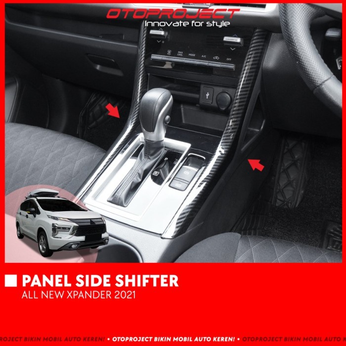 Cover Panel Side Shifter Mobil All New Xpander 2021 2022 Carbon Wood Black