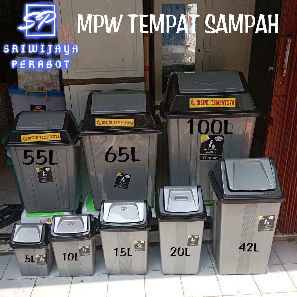 MPW TEMPAT SAMPAH SILVER METALIK 5-10-15-20-42-55-65-100L MPW