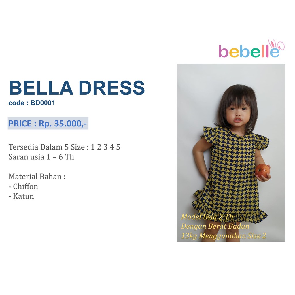 BEBELLE  BELLA DRESS BD001 BAJU ANAK CEWEK