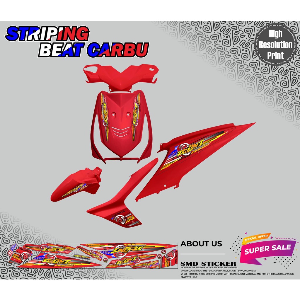 STRIPING VARIASI HONDA BEAT CARBU STRIPING MURAH BEAT CARBU STICKER VARIASI BEAT