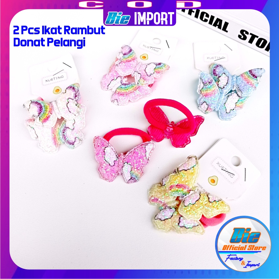 2 Pcs Ikat Rambut Anak Karakter Pelangi Premium Impor Best Seller