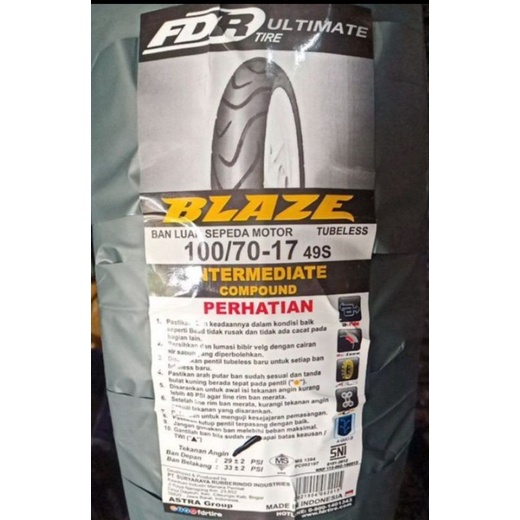 ban luar 100/70-17 fdr blaze tubeless