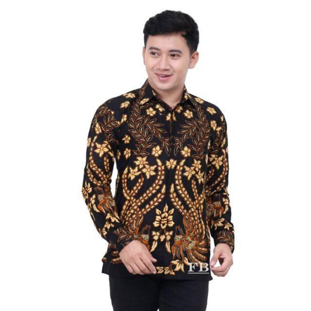 Atasan Batik Pria Lengan Panjang Kenongo Hem Padi Pekalongan M L XL