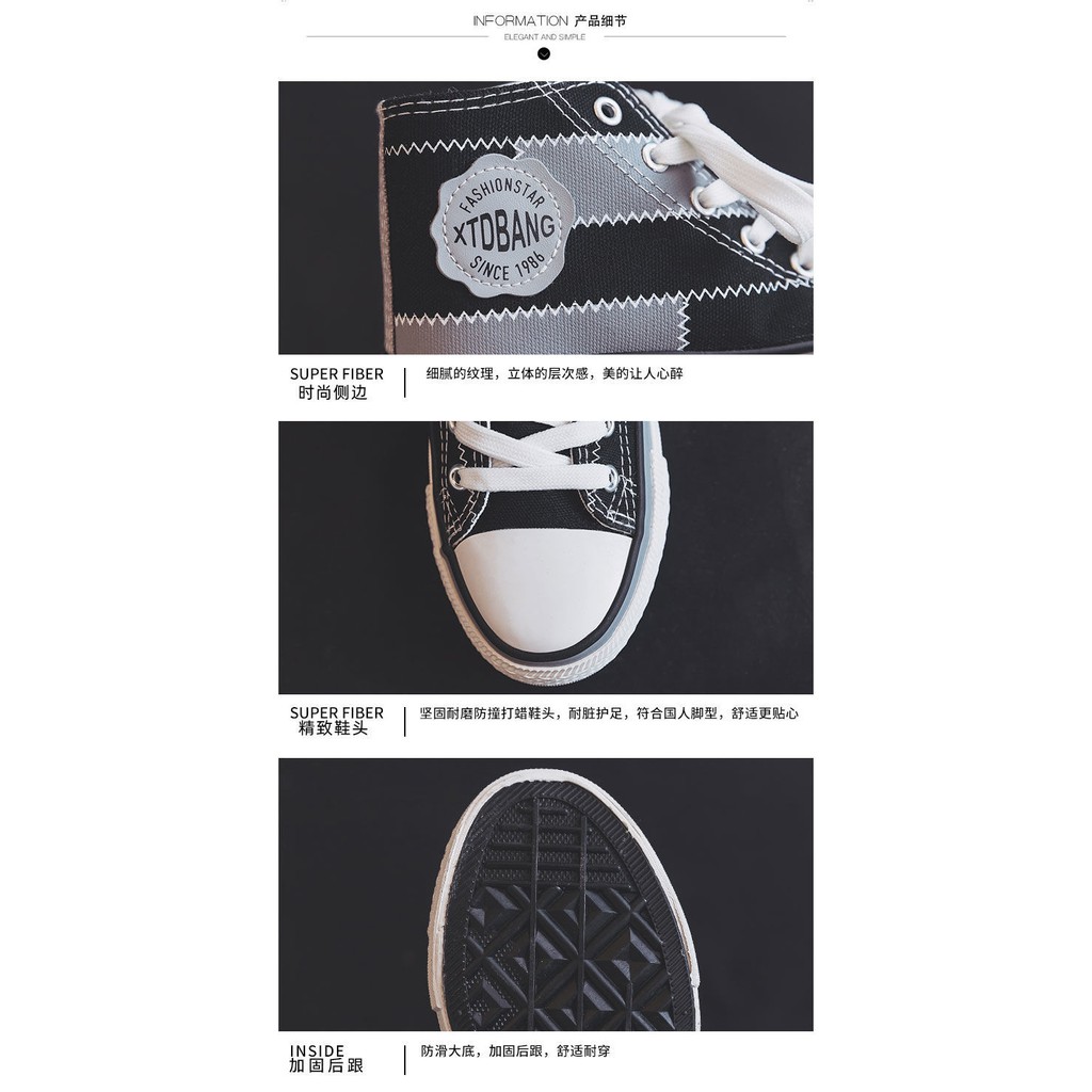 MEFoot.ID Sepatu Wanita Sneakers Import Korea Model High Top Bahan Kanvas Warna Hitam Putih Abu Dapat 2 Tali-4