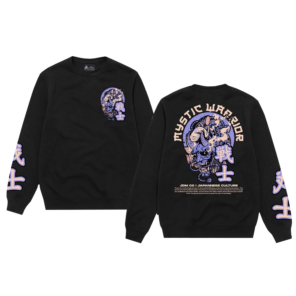 Crewneck Black Motif Simpel Pria dan Wanita Premium Quality-Crewneck MystcWarior