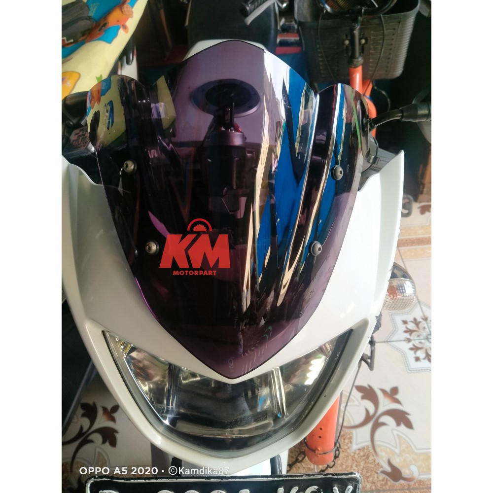 Visor Windshield Kawasaki Ninja R Variasi Hitam Bening Tebal 3 mm Bahan Kaca Mika Akrilik Ninja Kr