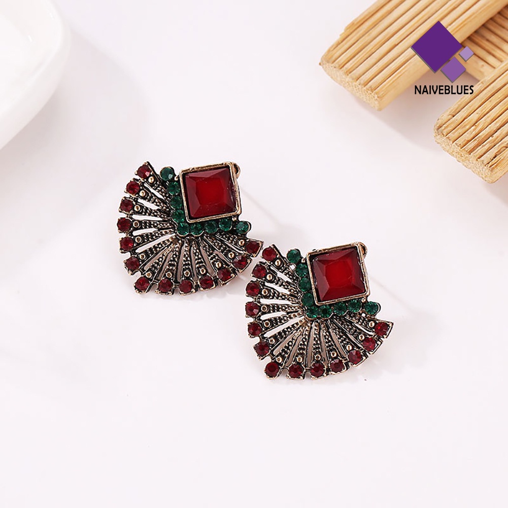 Anting Stud Berlian Imitasi Gaya Vintage Etnik Bohemian Untuk Wanita