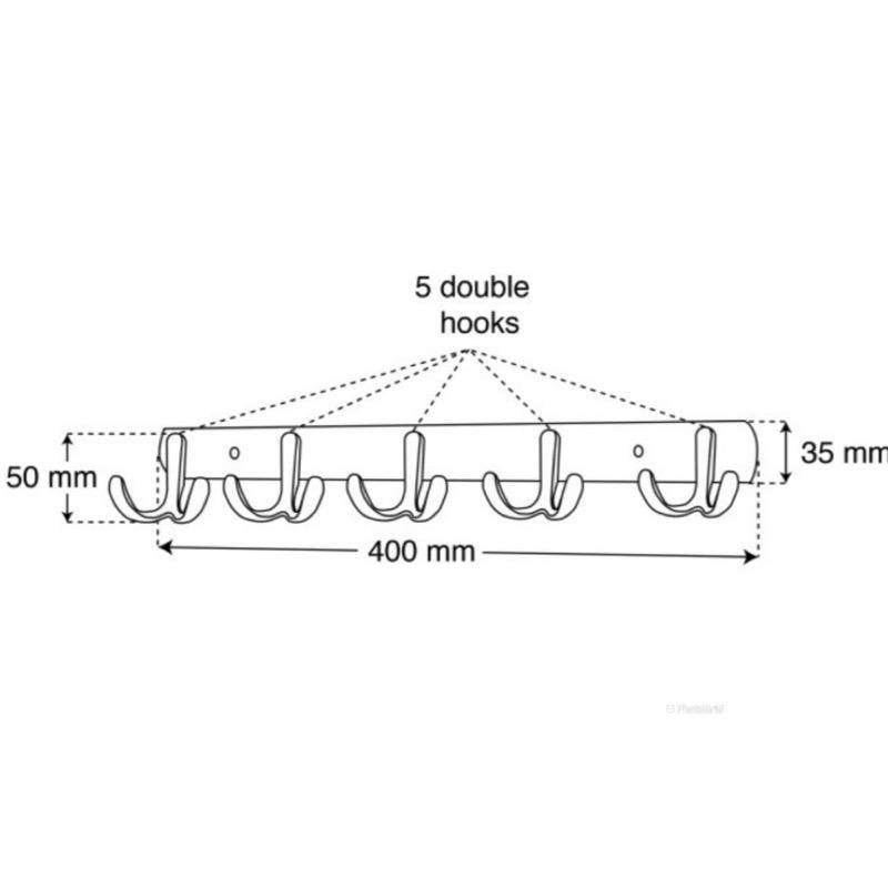 Kapstok Stainles - Gantungan Baju Hook 2 Cabang 5 Kait - Hanger Baju Stainles Steel Bagus  | Capstok 5 Kait Stainless