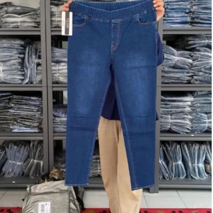 Paling Dicari.. PROMO TERMURAH JEANS EXTRA JUMBO WANITA/FULL PINGGANG KARET/ LEVIS PINGGANG KARET/MU