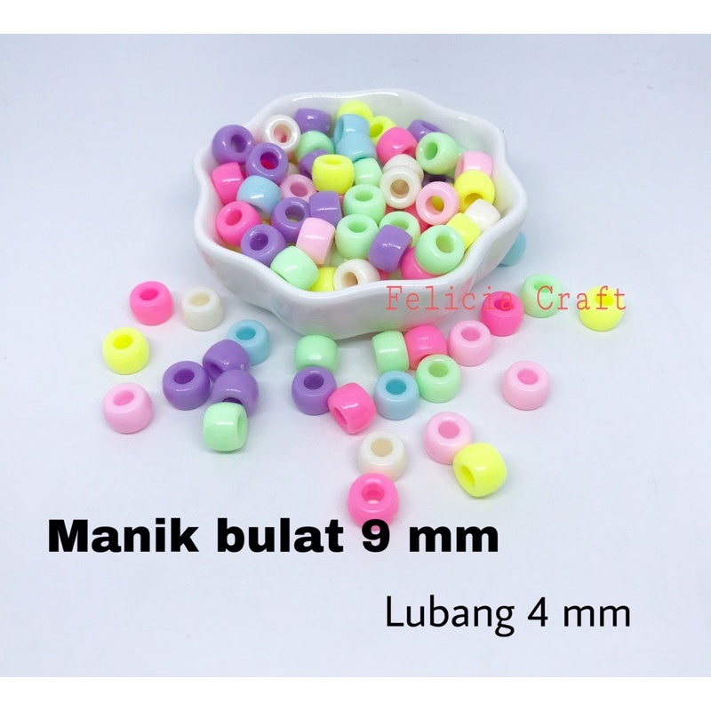 20gram. Manik bulat tabung warna pastel 9mm