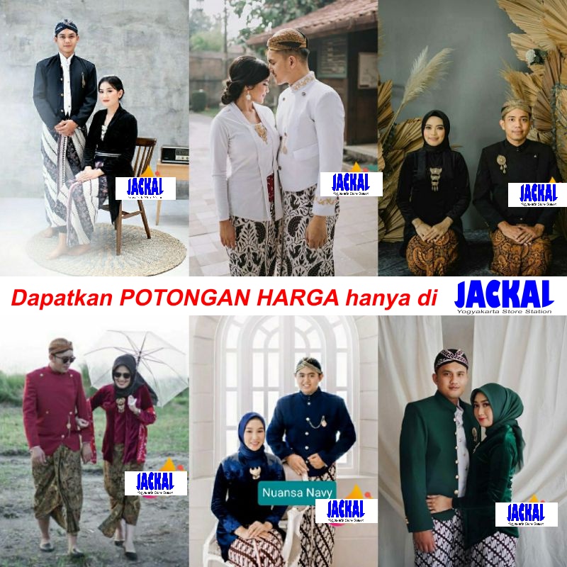 Setelan Pakaian Couple Pengantin Full Set Baju Prewed / Couple Adat Jawa (Warna/ ModeL LENGKAP)