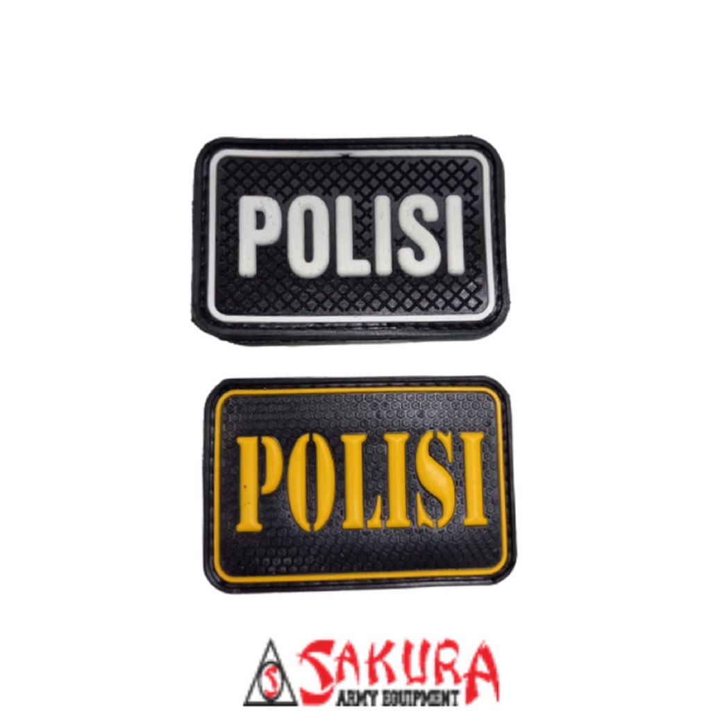 Patch Rubber POLISI Perekat Karet Velcro Tulisan Polisi Kuning