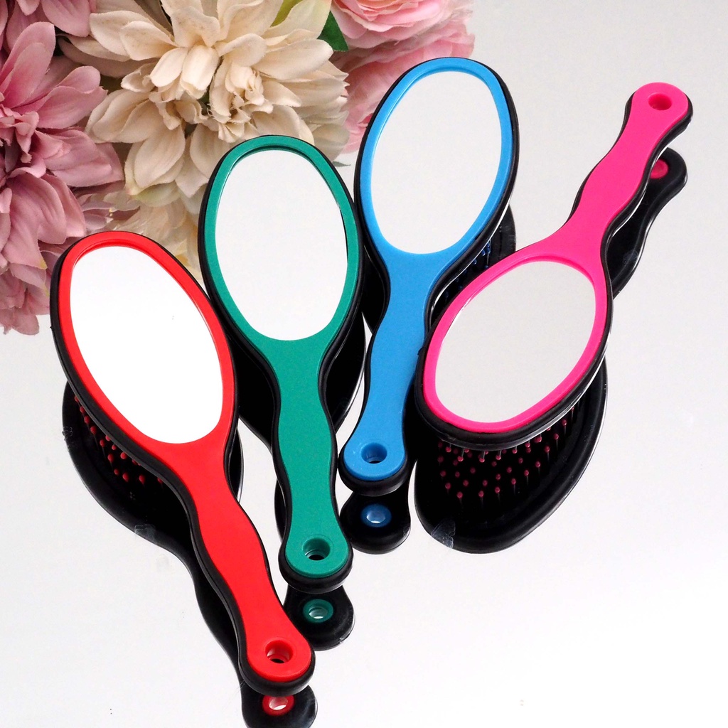 Sisir Cermin 2 Sisi Hitam Oval Blow Comb Style Warna Warni Sisir Rambut Sikat Bagus