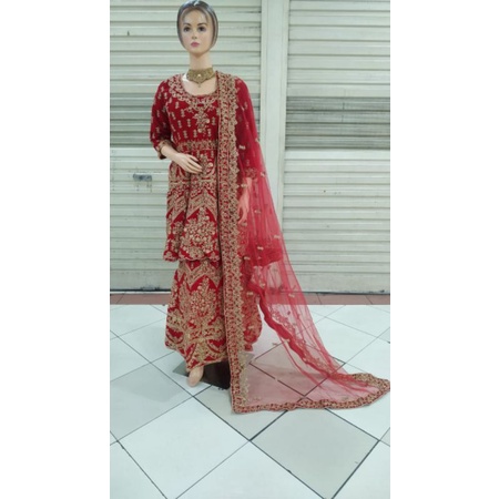 Lehenga Pakistan Semi Instan Baju Wedding Adat