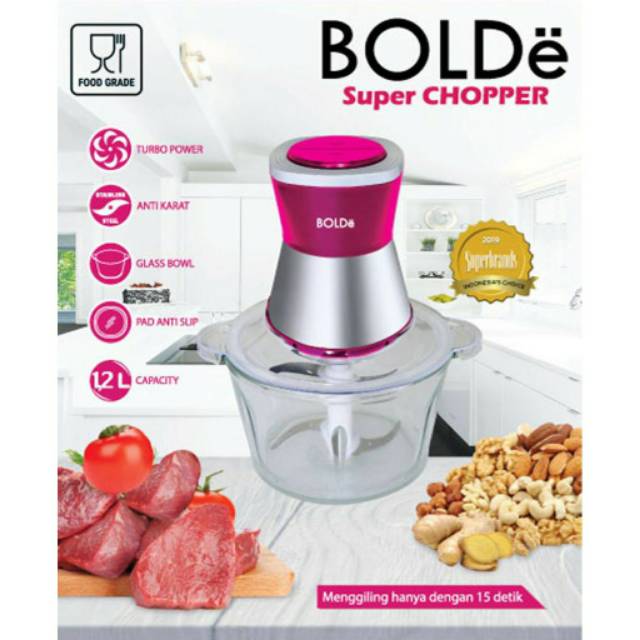 Chopper BOLDE food processor blender - tabung kaca - stainless blade