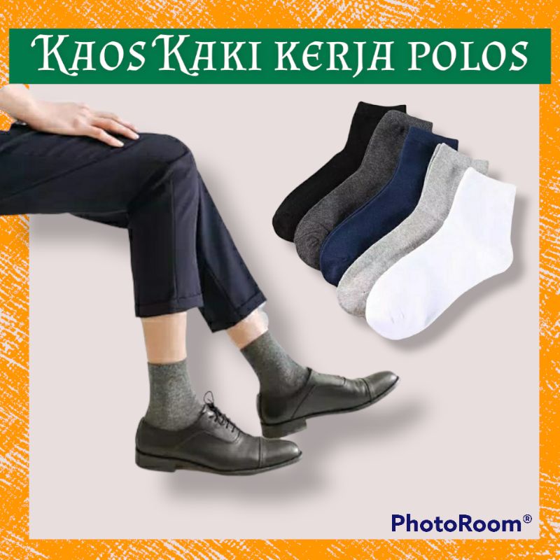 TERMURAH KAOS KAKI PENDEK POLOS PRIA WANITA DEWASA KAOS KAKI KERJA 3/4 MEN POLOS