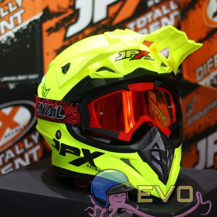 PROMO HELM JPX CROSS SOLID + GOGGLE SNAIL MX30 ORIGINAL HELM JPX SOLID JPX POLOS HELM CROSS POLOS HITAM DOFF PUTIH YELLOW JPX POLOS