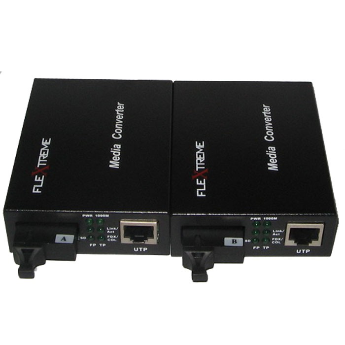 Flextreme FL-8110GSB-11-20AB-AS Media Converter 1000 Mbps to WDM 1000SX Single-Mode 2 Unit