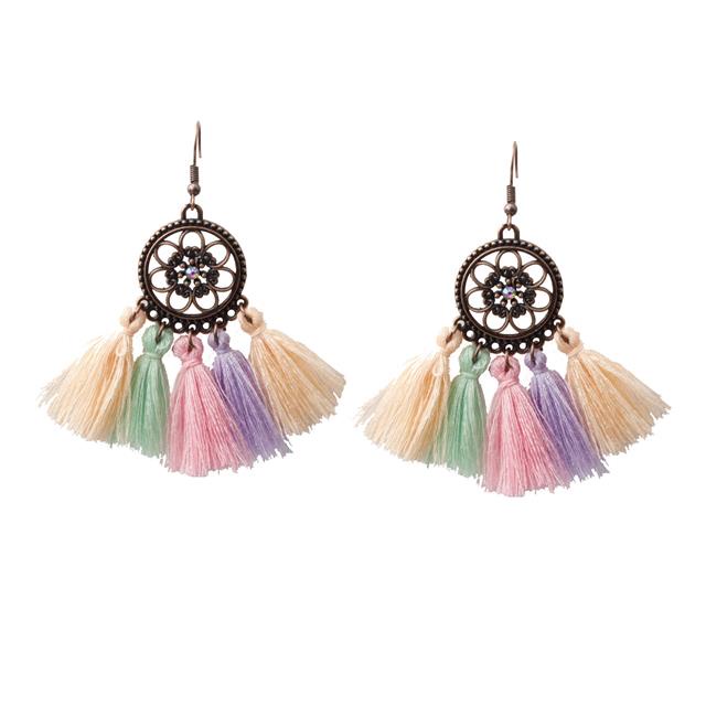 Eropa dan Amerika panjang fringe anting-anting retro lingkaran alloy anting-anting wanita fashion Ba