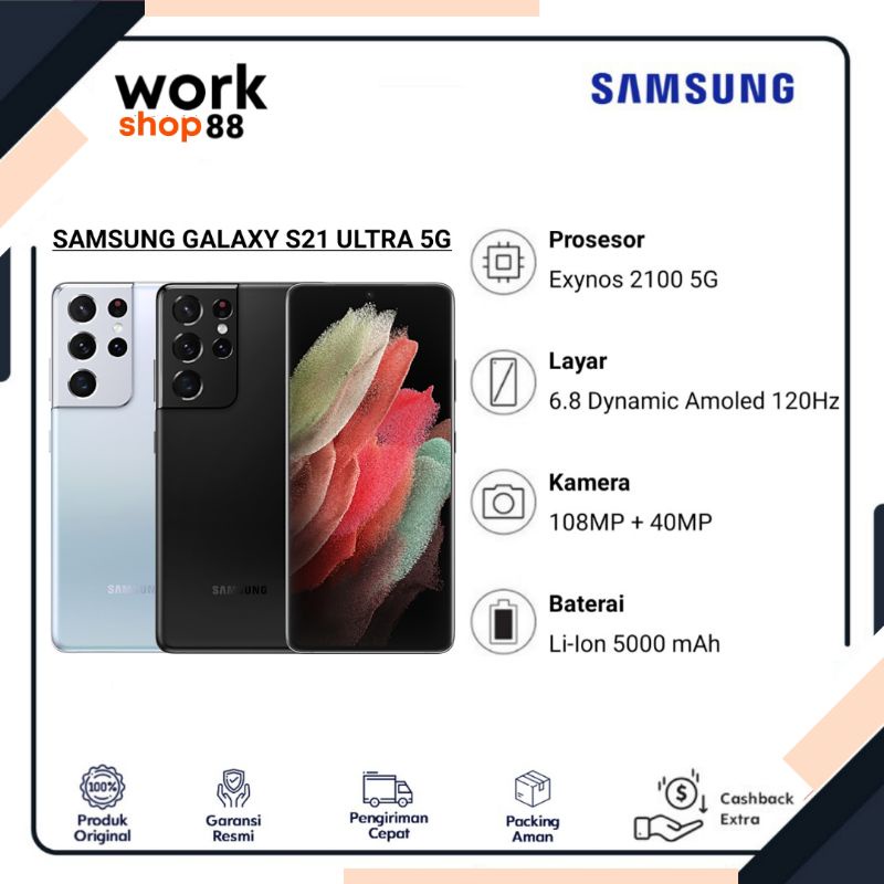 HP Baru Samsung Galaxy S21 Ultra 5G 12/256GB Super Amoled NFC 108MP - New Orginal Garansi Resmi SEIN - [Phantom Black | Silver | Hitam | Putih] 12/256 Ram 12 256 GB 12GB Rom internal 256GB - Promo Murah