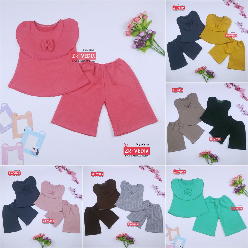 Setelan Intana Anak uk 3-4 Tahun / Set Baju Cewek Atasan Bawahan Kulot Rok Perempuan Import