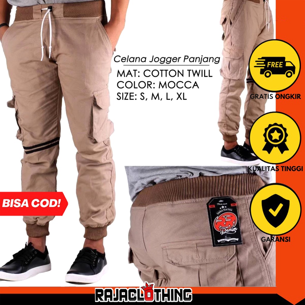 RCL - Celana Jogger Cargo Pria | Celana Joger Cargo Strip Abu