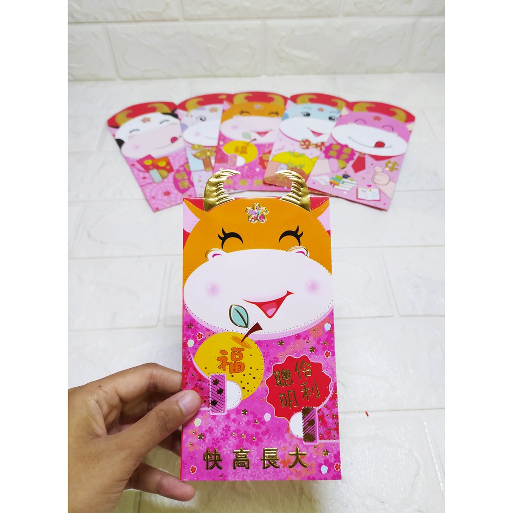 Angpao Sedang Moo Tanduk Mas Mix Happy Lucu Ceria isi 6 pcs