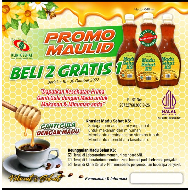 MADU SEHAT 640 ml 3 botol PROMO 12.12