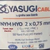 Kabel Serabut NYMHY / NYYHY 2x0,75mm @50Y Tembaga Murni YASUGI Standar SNI