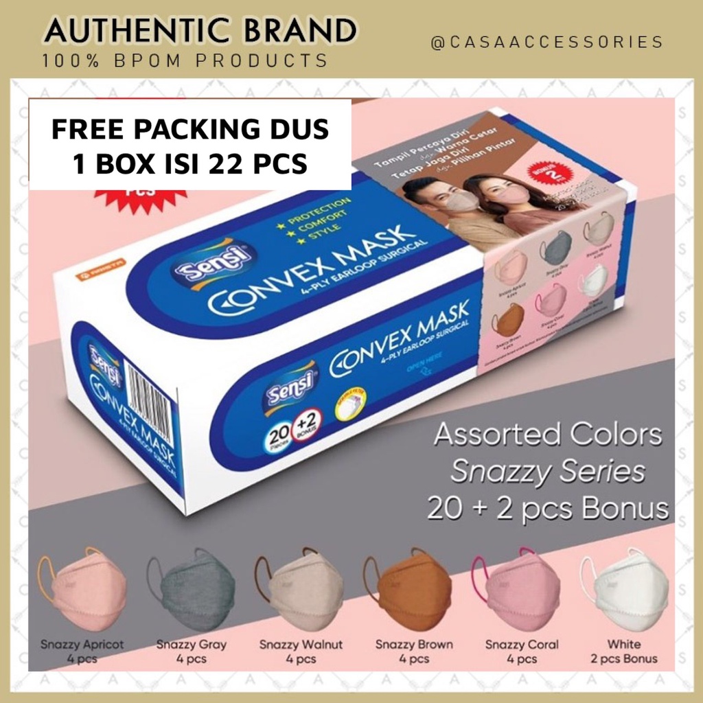 MASKER SENSI CONVEX MASK 4PLY KF94 EARLOOP (isi 22pcs) SNAZZY SERIES