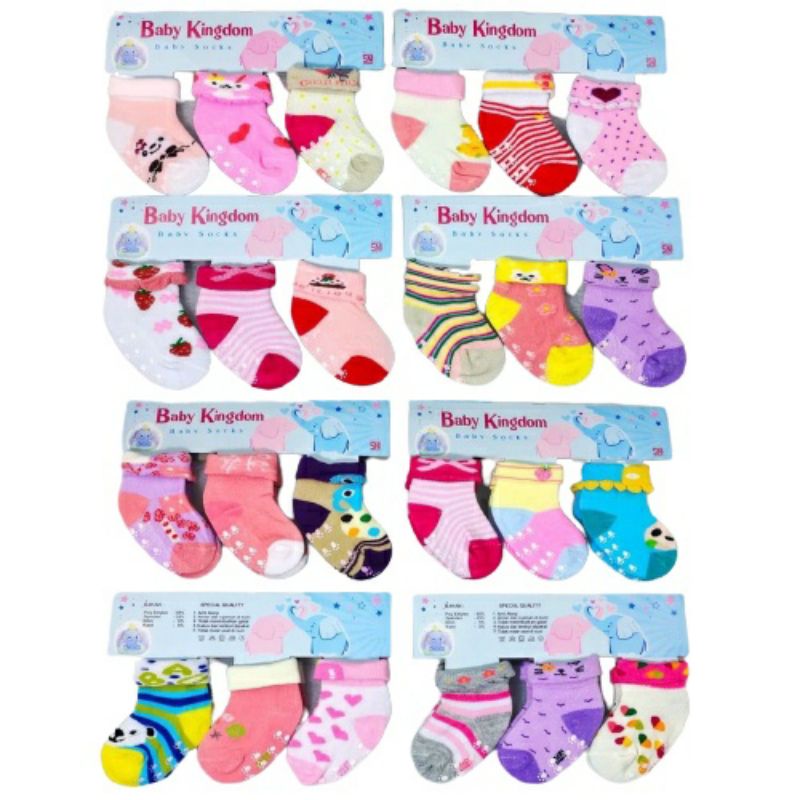 3 Pasang Kaos Kaki Bayi 0-6 Bulan Baby Sock Kaos Kaki Baby Anti Alergi SNI WINTEKU | FLOWERS