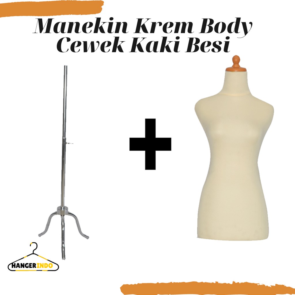 Manekin Body Cewek DM Krem Kaki Besi | Manekin Cewek | Manekin Wanita | Patung Display