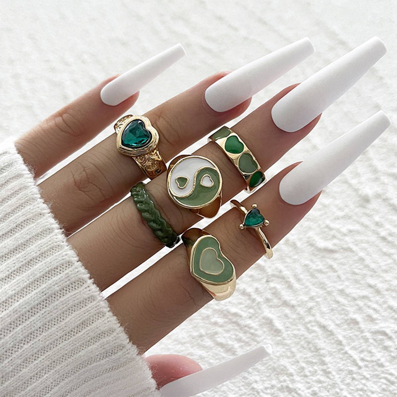 Fancyqube Set Cincin Knuckle Kristal Gaya Vintage Boho Untuk Wanita