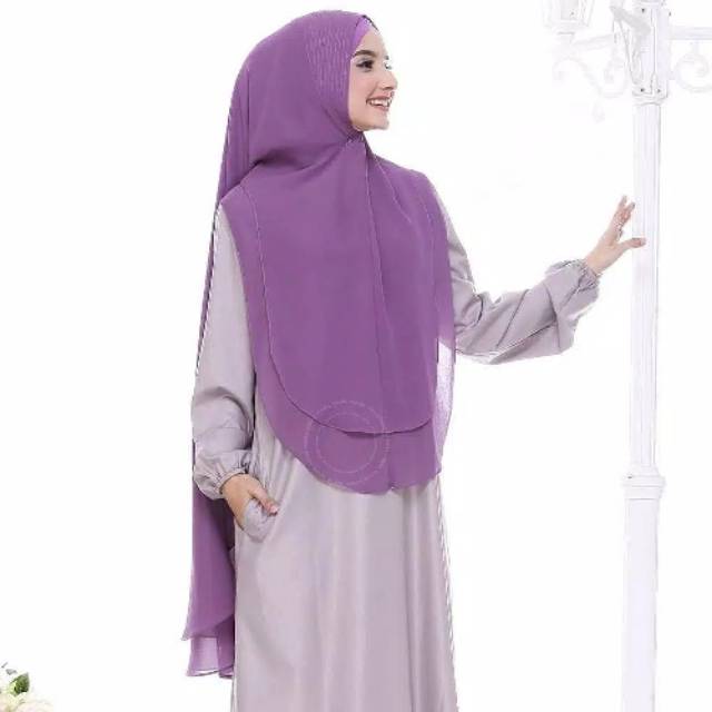 Khimar Ceruty Babydoll 2 Layer Kualitas Premium Import Syari Syar'i Lavender