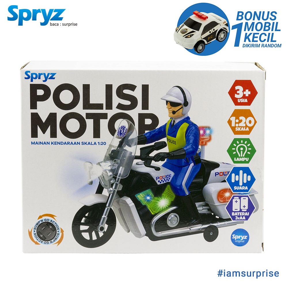 Spryz Citysquad Mainan Polisi Motor Bump N Go, Lampu &amp; Suara