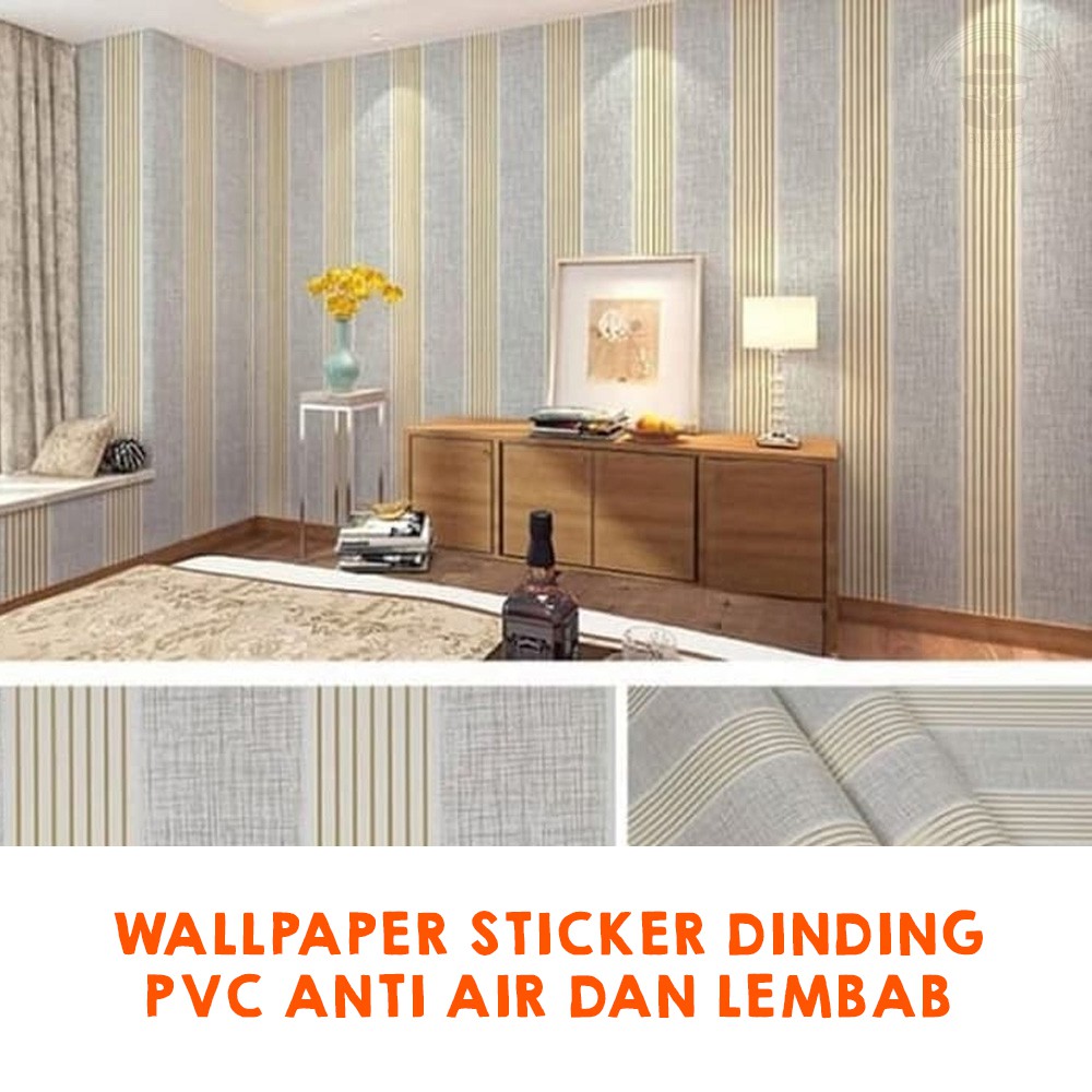 Wallpaper Stiker Dinding | Walpaper dinding Kamar Tidur | Wallpaper Promo |SALUR GARIS EMAS