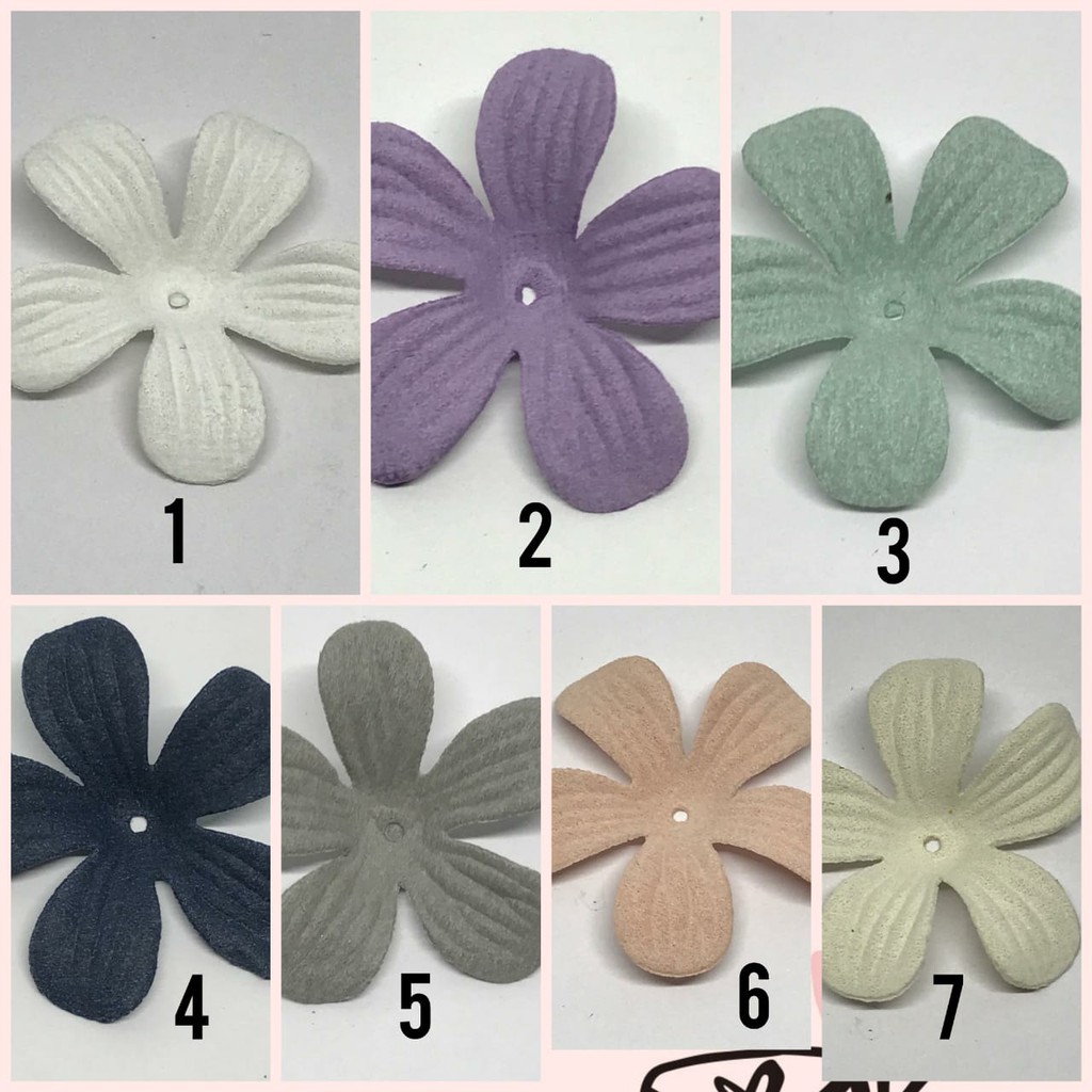 6 PCS - 4 CM |  APLIKASI BUNGA SUEDE | KELOPAK SUEDE