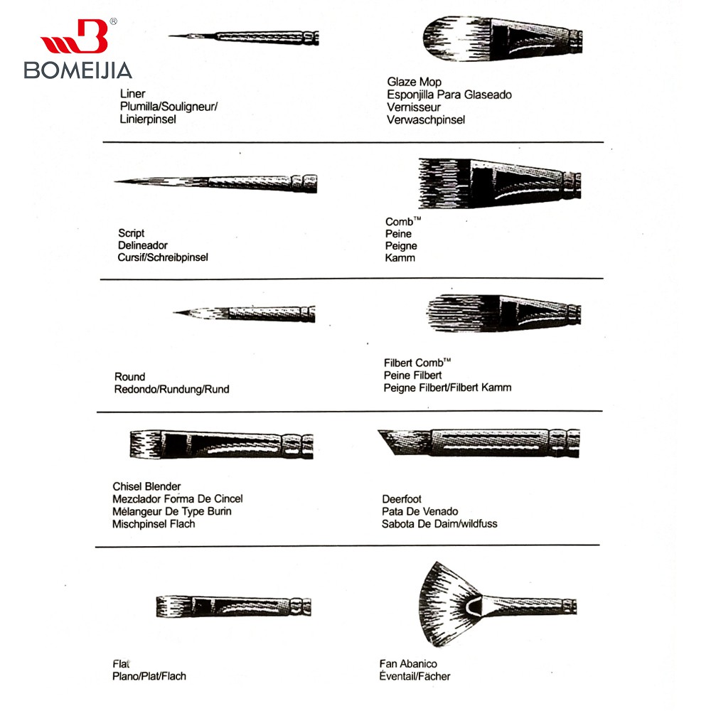 BOMEIJIA Artist 12 pcs Mix Artist's Brush Set