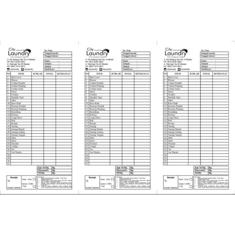

Cetak Nota, Bon, Faktur, Kwitansi 1 Rim
