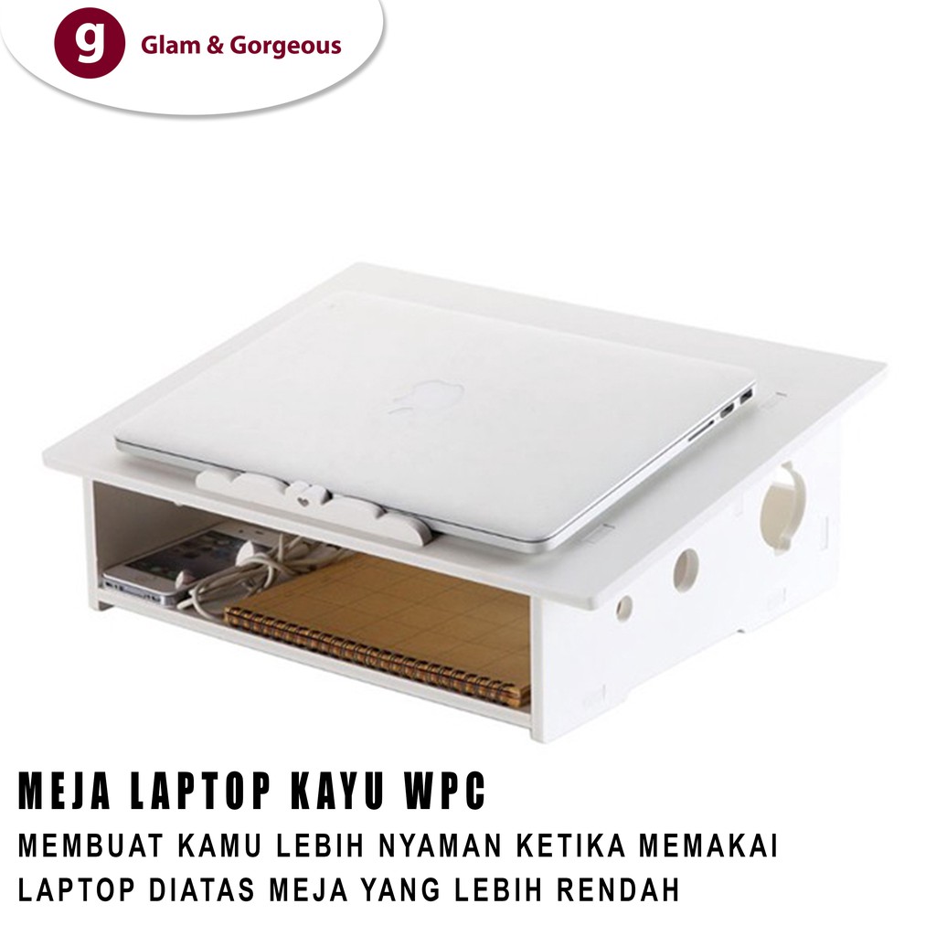 Rak Meja Laptop Portable Minimalis Tatakan Kayu WPC Anti Air - DC021