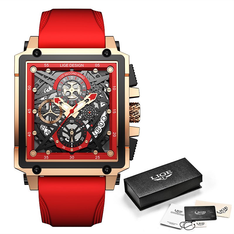 LIGE Original Jam Tangan Pria Multi Fungsi Terbaru Anti Air Kronograf Jam Tangan + Kotak