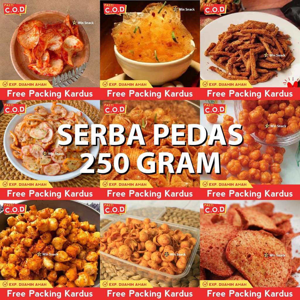 

TERLARIS snack kiloan makanan ringan serba pedas 250 gram jajanan jadul zaman now manis asin